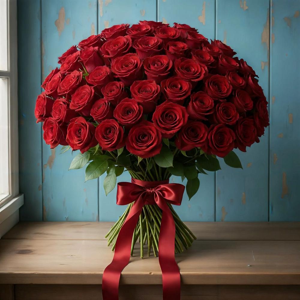 Букет Красные розы Блэк Меджик в Икряном