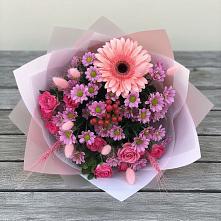 Букет цветов из:  Розы, Герберы и Хризантемы #REPLACE_PRED# Икряном