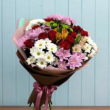 Букет цветов из:  Розы, Хризантемы и Альстромерии в Икряном