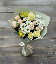 Букет цветов из:  Альстромерии, Розы и Хризантемы в Икряном