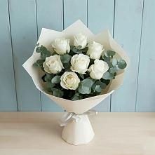 Букет Белые розы в Эвкалипте #REPLACE_PRED# Икряном