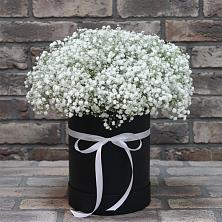 Цветочная композиция из Гипсофила в шляпной коробке в Икряном