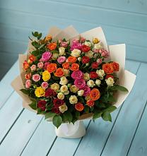 Букет Микс из разноцветных кустовых роз #REPLACE_PRED# Икряном